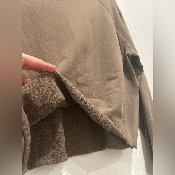 Joah Brown brown Long Sleeve Top scoop neck pullover lounge classic sweater - Picture 3 of 5